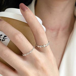 Sterling Silver Chain <b>Ring</b> For Women Oval Shape <b>Open</b> Design Index Finger Everyday Wear Jewelry S925 Fine <b>Rings</b> - Product Image 2