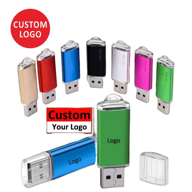Custom Logo USB Flash Drive Bulk Assorted Swivel Card Metal Key Memory Stick 32GB 64GB for Promotional Business Gift