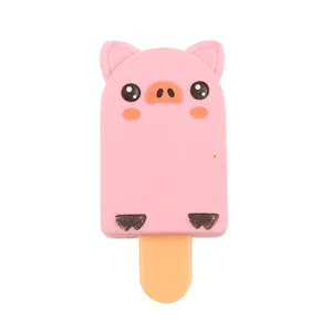 Promosyon sabit 3D hayvan sevimli domuz şekli Popsicle buz lolly silgi kokusu ile baskı
