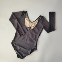 Vente en gros 2026 – Justaucorps de danse et de ballet sexy pour femme, en nylon et élasthanne, à manches longues, en maille noire, haute qualité, prix abordable