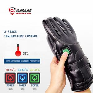 Guantes de esquí de invierno de cuero negro para hombres y mujeres pantalla táctil antideslizante batería calentada y calentada a prueba de viento para snowboard - Product Image 2