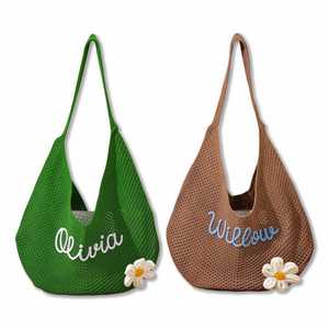 Personalized Beach Tote <b>Bag</b>, Custom Crochet <b>Bag</b> for Summer Vacation/Travel, Elegant <b>Bridesmaid</b> Proposal Gift, Party Favor - Product Image 1