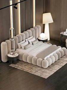 Lit double de luxe pour chambre à coucher, lit rembourré en tissu minimaliste, lit <span class=keywords><strong>king</strong></span>-<span class=keywords><strong>size</strong></span>, cadre de lit queen-<span class=keywords><strong>size</strong></span> pour villa - Product Image 5