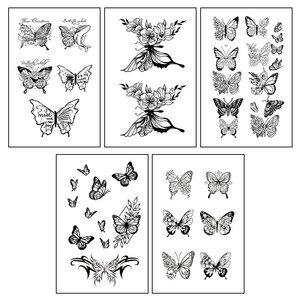 WB 5 fogli/borsa <span class=keywords><strong>farfalla</strong></span> lunga durata <span class=keywords><strong>tatuaggio</strong></span> adesivi di bellezza <span class=keywords><strong>fiore</strong></span> eco-friendly impermeabile corpo temporaneo effimero <span class=keywords><strong>tatuaggio</strong></span> - Product Image 5