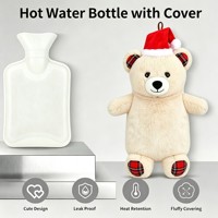Bouteille d'eau chaude réutilisable en peluche douce et mignonne avec housse en forme d'ours en peluche, idées de cadeaux de Noël