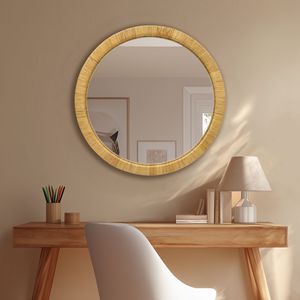 Miroir mural rond en rotin naturel de 36 pouces de diamètre, accent décoratif pour la maison - Product Image 5