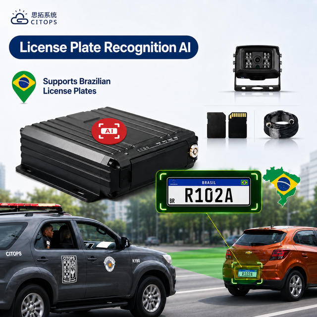 CITOPS Intelligent MDVR License Plate Recognition System with AI Analysis & Real-Time Video GPS Tracking for Patrol Vehicles