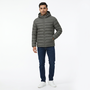 Veste matelassée classique pour homme avec fermeture éclair, bleue, coupe courte, col à capuche, grandes tailles, personnalisable OEM ODM pour l'hiver chaud – Offre Spéciale - Product Image 1
