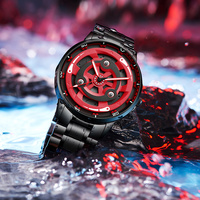 Reloj Original 3D Oficial Sha Rinn Gann con Personajes de Dibujos Animados Uchiha Madara Giratorios, Relojes de Cuarzo Resistentes al Agua con Rotación de 360 Grados