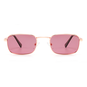 Gafas de sol rectangulares de oro rosa con montura completa y lentes de espejo, unisex, protección solar para adultos, ligeras - Product Image 1
