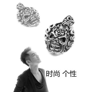 Collar de Acero Inoxidable con Colgante de Calavera y Alas de Acero yunnique para Hombre GZYP-0490 - Product Image 5