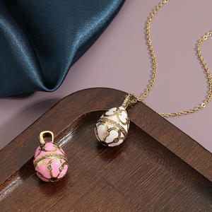 Style <span class=keywords><strong>russe</strong></span> Fabergé coloré oeuf de caille pendentif collier <span class=keywords><strong>bijoux</strong></span> saint valentin cadeau - Product Image 3