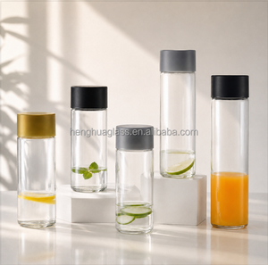 Bouteille en verre ronde pour <span class=keywords><strong>eau</strong></span> minérale ou jus, style <span class=keywords><strong>Voss</strong></span>, avec bouchon à vis, logo personnalisé, 300 ml, 350 ml, 400 ml, 500 ml - Product Image 2