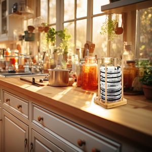 Organisateur de couvercles de gobelets en bambou réglable, support vertical détachable pour couvercles de gobelets Yeti / Stanley / Simple Modern - Product Image 6