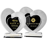 3D Laser Engraved Crystal Photo Frame Heart Shape DIY Wedding Decoration