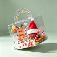 Boîte cadeau personnalisable en plastique PET transparent pour Noël, avec poignée, design pliable, impression UV, emballage alimentaire de qualité supérieure, Shanghai