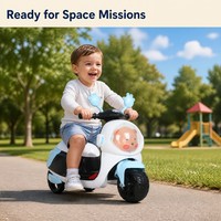 Tricycle pour enfants avec design de casque d'astronaute et dôme ours, stabilité à 3 roues, siège et dossier confortables, jouet bleu ciel