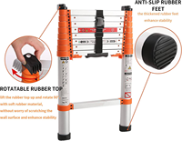 Échelle télescopique pliante en aluminium moderne EN131 ANSI A14.2, rétraction à un bouton, descente lente, anti-pincement, verrouillage manuel, charge maximale 150 kg