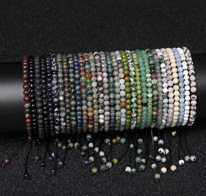 Bracelets en perles de pierres précieuses miniatures de 4 mm, bracelet de guérison en cristal, bracelet en pierre naturelle, bracelet à perles réglable unisexe pour femmes et hommes - Product Image 3