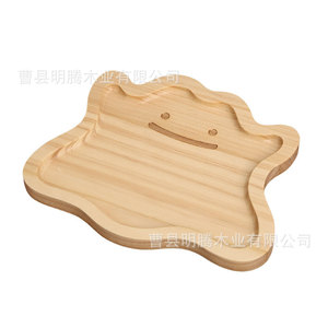 Plateaux en bois de bambou personnalisés pour fruits, collations, assiettes pour enfants, gâteaux, pain, plateau de service, couleur unie, bois de pin - Product Image 5