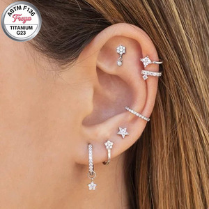Pendientes Colgantes <span class=keywords><strong>de</strong></span> Moda, Anillos <span class=keywords><strong>de</strong></span> Nariz <span class=keywords><strong>de</strong></span> Titanio para Mujer, Joyería Fina con Estrella, Corazón, Zirconia, Piercing Daith, Labret, Helix - Product Image 5