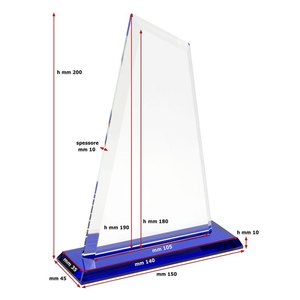 Transparent Blue Glass <b>Eyewear</b> <b>Display</b> 190X120X10Mm Stand - Product Image 2