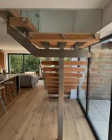 CBMMart bois de teck Box bande de roulement intérieur bois acier Central Beam Escalier Simple Stringer