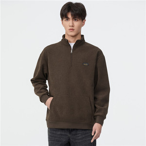 高品质半拉链运动衫立领纯色套头衫 - Product Image 2