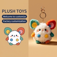 Porte-clés en peluche personnalisé d'usine OEM ODM, avec oreilles colorées, pour cadeaux promotionnels et marqueur de marque, vente en gros