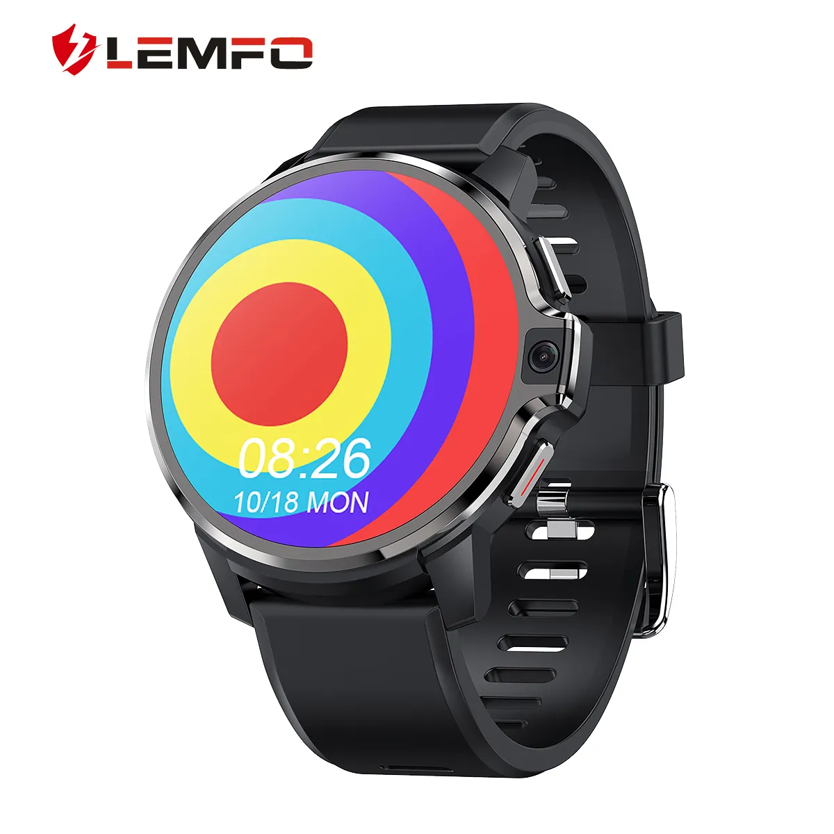 LEMFO LEMP สมาร์ทวอชผู้ชาย,แอนดรอยด์4G GPS Wifi ระบบคู่กล้อง1.6นิ้ว HD นาฬิกาอัจฉริยะ4GB 64GB 1050Mah แบตเตอรี่