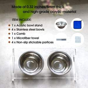 Köpek veya küçük köpek <span class=keywords><strong>Pet</strong></span> besleme gıda için çanaklar tabak takımı kedi kaseler dayanıklı akrilik standı - Product Image 2