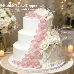 Plastic Transparent Ball Silver White Pink for Different Size Beautiful Romantic Baked Cake and Birthday Cake Decoration - Product Image 4