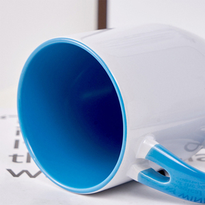 Bán Sỉ Cốc Cà Phê Gốm Màu Trơn Bên Trong In In Logo Thăng Hoa 11Oz Có Thìa - Product Image 5