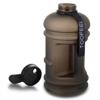 Bouteille en plastique noir mat, de 2,2 l, 1 tonne, carafe à eau, pour sportif, entraînement, Fitness, Petg