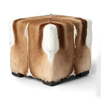 Pouf Ottoman en Cuir de Springbok Véritable, Fait Main, Unique, Style Art Déco, pour Salon, Banc, Repose-Pieds, Rembourré pour Coiffeuse