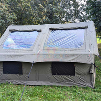 Grande tente de camping gonflable verte à une pièce, en tissu polyester et coton, avec fenêtres en maille, tente gonflable pour le camping en famille