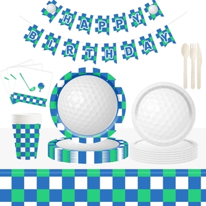 Juego de Vajilla Desechable DAMAI con Tema de Golf en Azul y Blanco, con Platos, Vasos y Servilletas de Papel, para Fiestas de Cumpleaños, para 8 Personas - Product Image 2