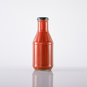 Bouteille de sauce tomate en verre cannelé, 12oz, 16oz, 375ml, 500ml, pour salade, Mayonnaise avec couvercle en métal - Product Image 2