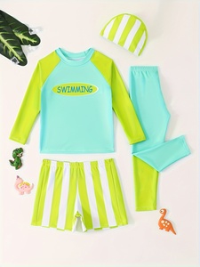 Maillot <span class=keywords><strong>de</strong></span> <span class=keywords><strong>bain</strong></span> deux pièces pour enfants avec <span class=keywords><strong>bonnet</strong></span> <span class=keywords><strong>de</strong></span> <span class=keywords><strong>bain</strong></span>, pantalon à manches longues, protection solaire pour la plage, ensemble <span class=keywords><strong>de</strong></span> quatre pièces pour la natation - Product Image 6