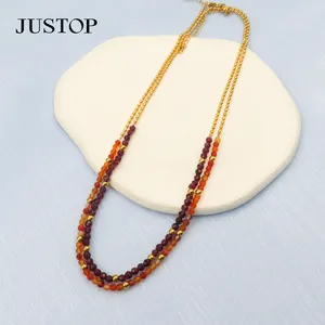 Nouveau collier ras du cou en acier inoxydable plaqué or 18 carats collier de perles en pierre d'opale naturelle pour femmes