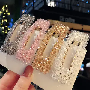 Épingle à cheveux en cristal avec strass et perles, de style coréen, 1 pièce, pince BB tissée à la main, accessoires pour cheveux avec perles