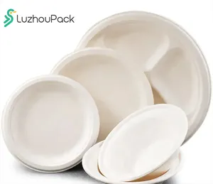 LuzhouPack Platos de papel desechables compostables biodegradables Platos de carne desechables para comida caliente