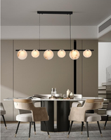 Lustre linéaire moderne en albâtre, marbre naturel, LED, pour salle à manger, îlot de cuisine, restaurant
