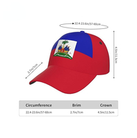 Casquettes de baseball 2026 – Cadeau pour les fans de football – Chapeau bob en polyester à bord souple réglable, protection solaire – Drapeau haïtien Heysey