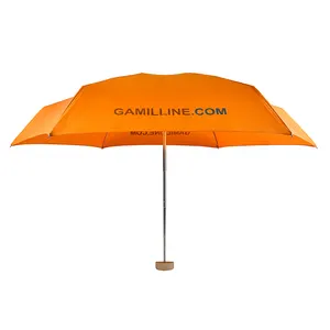 Wholesale Supplier Custom Logo Small Gold Flat Rain Compact Umbrella Manual Open Pocket 5 Folding Mini Umbrella