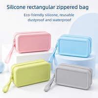 Sac de rangement en silicone grande capacité, pochette de rangement portable pour cosmétiques, porte-monnaie en silicone pour écouteurs
