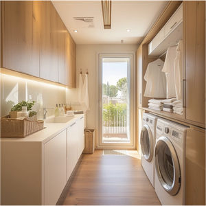 Gabinetes <span class=keywords><strong>de</strong></span> lavandería personalizados <span class=keywords><strong>de</strong></span> diseño <span class=keywords><strong>de</strong></span> lujo moderno <span class=keywords><strong>de</strong></span> madera respetuoso con el medio ambiente con gabinetes <span class=keywords><strong>de</strong></span> almacenamiento y lavabo para <span class=keywords><strong>ropa</strong></span> sucia - Product Image 4