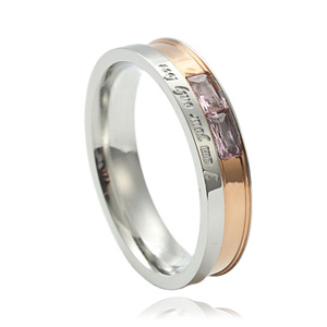 Titanium Steel <b>Couple</b> <b>Rings</b> Letter Design Channel Setting Unisex Everyday Wear 23007 - Product Image 1