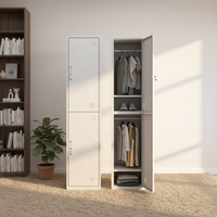 Armoire de rangement verticale en métal, double compartiment, verrouillable, en acier, design contemporain, gain de place, pour chambre à coucher