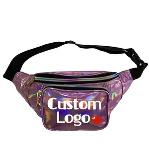 도매 레이저 PU 가죽 방수 다목적 홀로그램 패니 팩 사용자 정의 로고와 무지개 빛깔의 허리 가방 범프 가방